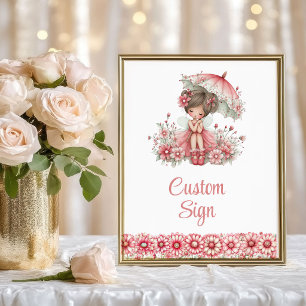 Pink Fairy Girl Whimsical Floral Birthday Custom  Poster