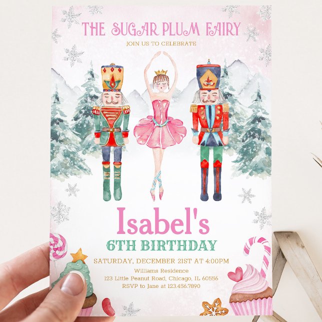 Pink Fairy Nutcracker Birthday Winter Invitation (Creator Uploaded)