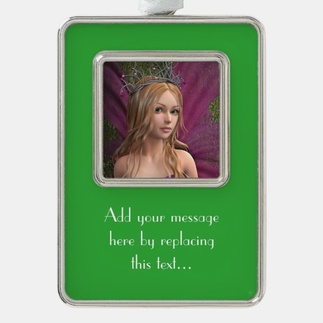 Pink Fairy Silver Plated Framed Ornament (Front)