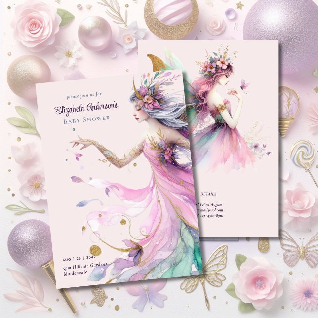Pink Fairy Tale Princess Roses Girls Baby Shower Invitation (Creator Uploaded)