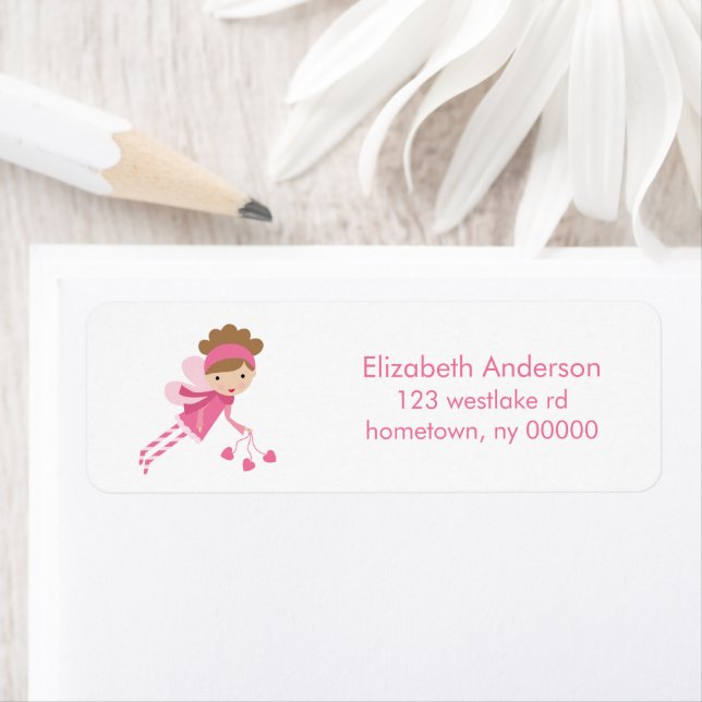 Pink Fairy Valentines Day Return Address Label (Insitu)