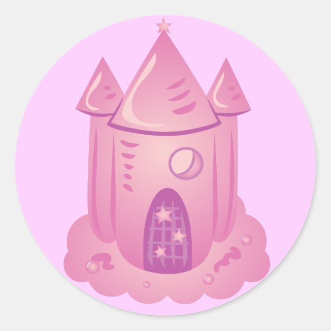 Pink Fairytale Castle Classic Round Sticker (Front)