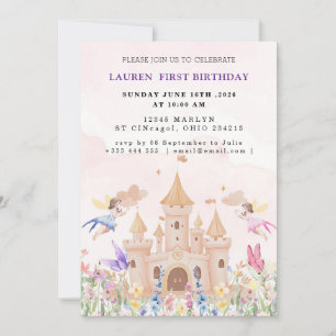 Pink Fairytale Princess Birthday Party Invitation
