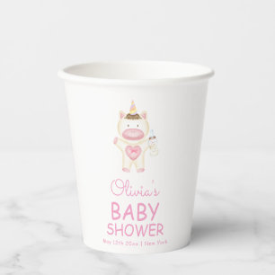 Pink Fairytale Unicorn Bottle Baby Shower Paper Cups
