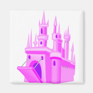 Pink Fairytale Wedding Castle Magnet