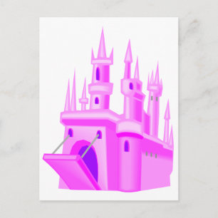 Pink Fairytale Wedding Castle Postcard