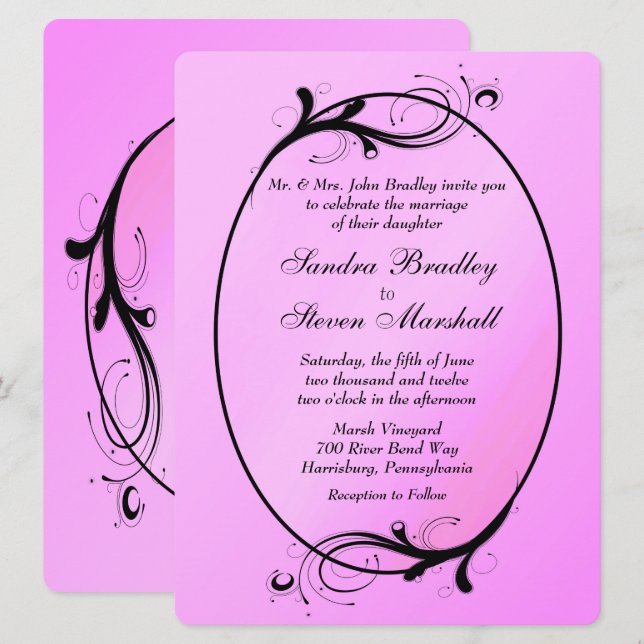 Pink Fairytale Wedding Invitation (Front/Back)