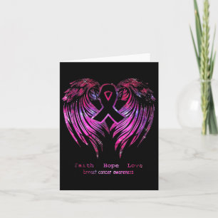 Pink Faith Hope Love Wings Breast Cancer Awareness Card
