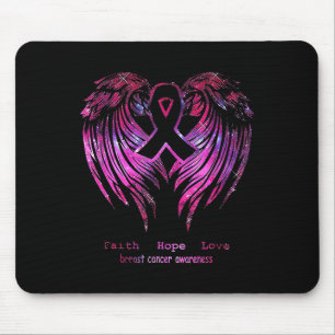 Pink Faith Hope Love Wings Breast Cancer Awareness Mouse Pad