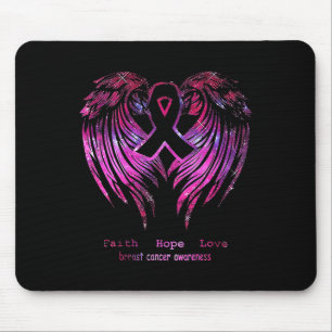 Pink Faith Hope Love Wings Breast Cancer Awareness Mouse Pad