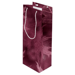 PINK FALL AUTUMN LEAVES WINE GIFT BAG
