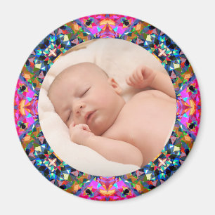 Pink Fall Frame Baby Girl Grandparent’s Gift Photo Magnet