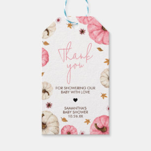 Pink Fall Little Pumpkin Baby Shower Favour Tags