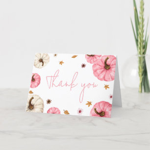 Pink Fall Little Pumpkin Baby Shower Thank You Card