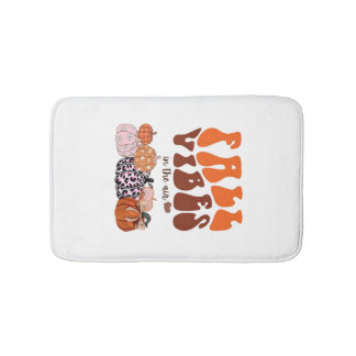 Pink Fall Pumpkin T-Shirt  Cute Autumn Graphic Tee Bath Mat
