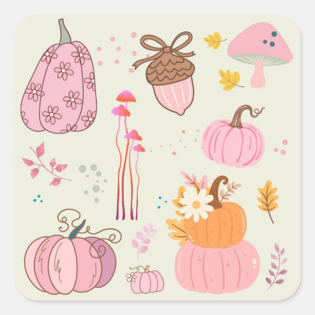 Pink Fall Square Sticker (Front)