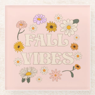 Pink Fall Vibes Glass Coaster