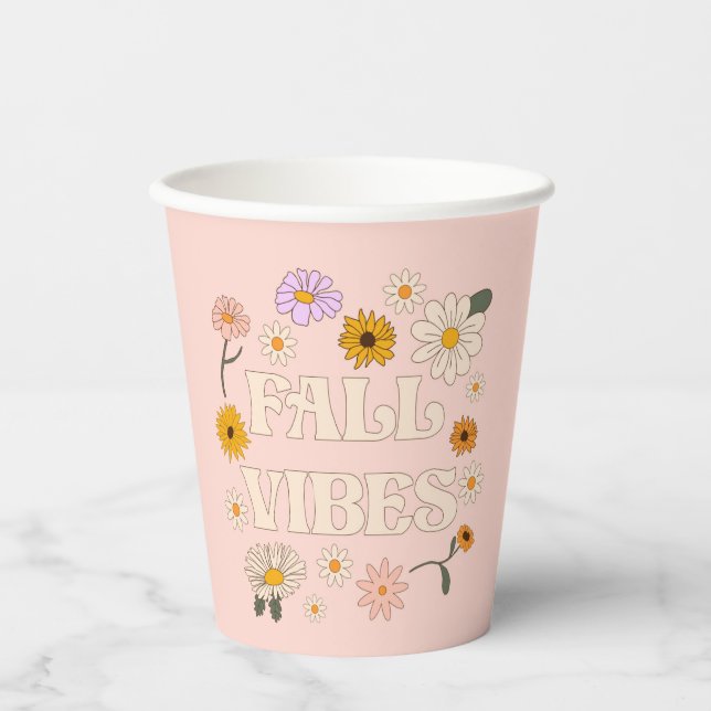 Pink Fall Vibes Paper Cups (Front)