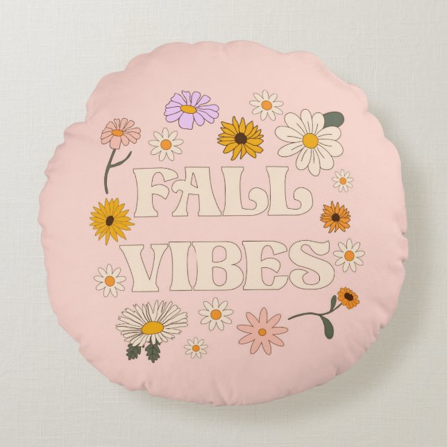 Pink Fall Vibes Round Cushion (Front)