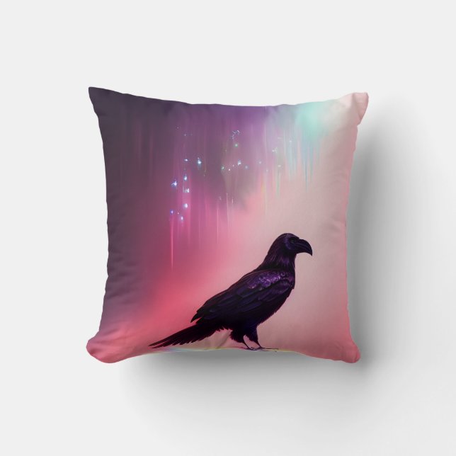 Pink Falls Raven Cushion (Front)