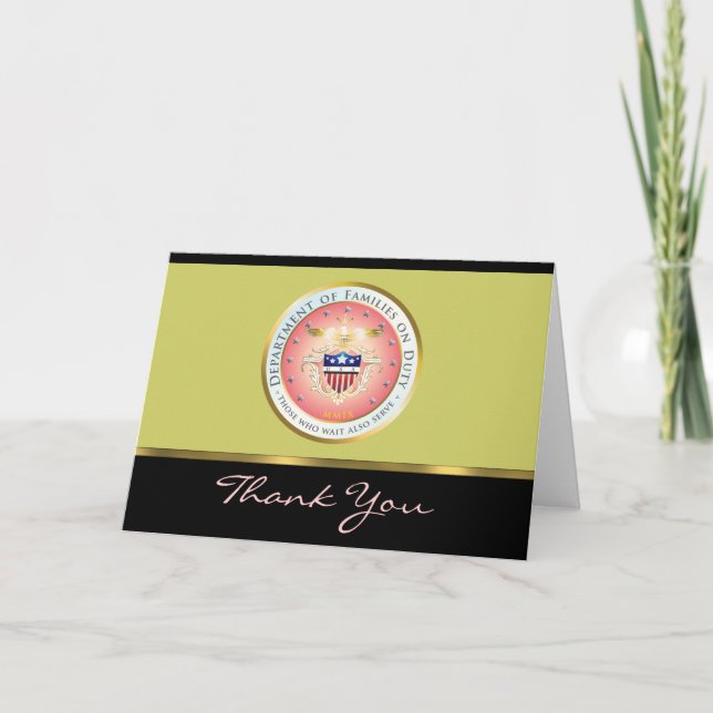 Pink Families on Duty Seal Customise Greeting Thank You Card (Front)