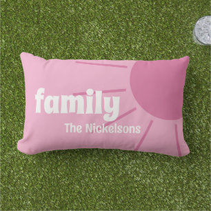 Pink Family Name Outdoor Lumbar Pillow
