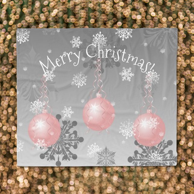 Pink Fancy Christmas Ornament Fleece Blanket (Pink Fancy Christmas Ornament Fleece Blanket)