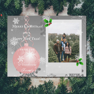 Pink Fancy Christmas Ornament Holiday Photo Card