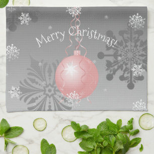 Pink Fancy Christmas Ornament Kitchen Towel