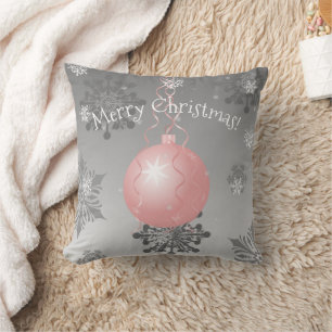 Pink Fancy Christmas Ornament Throw Pillow