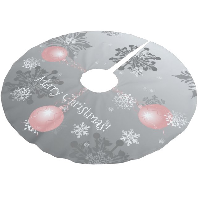 Pink Fancy Christmas Ornament Tree Skirt (Angled)