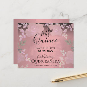 Pink Fancy Roses Quinceanera Pink Save the Date