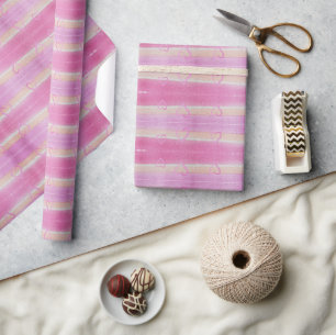 Pink Fandango Purple Valentine Heart Watercolor Wrapping Paper