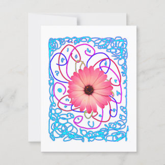 Pink fantastic flower postcard