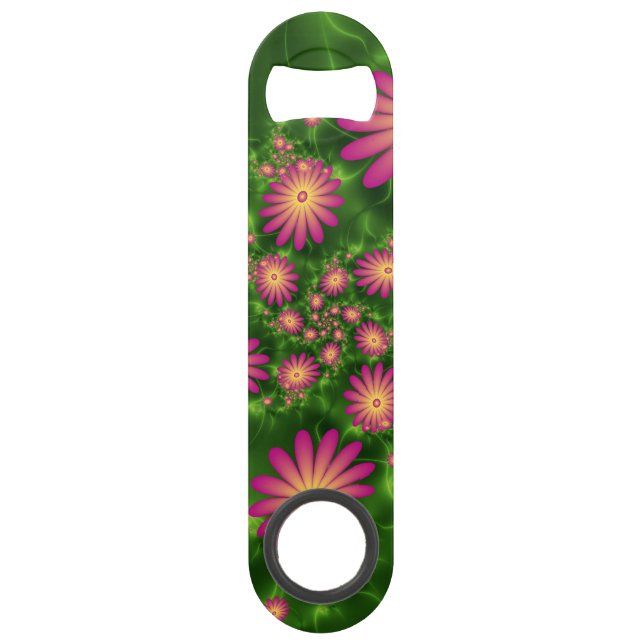 Pink Fantasy Flowers Modern Abstract Fractal Art (Front)