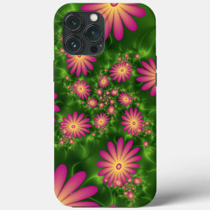 Pink Fantasy Flowers Modern Abstract Fractal Art iPhone 13 Pro Max Case