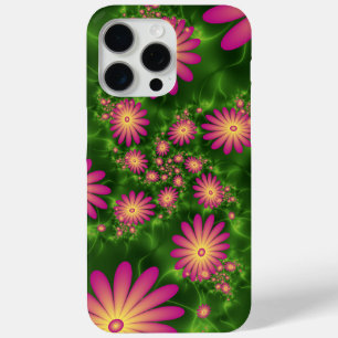 Pink Fantasy Flowers Modern Abstract Fractal Art iPhone 15 Pro Max Case