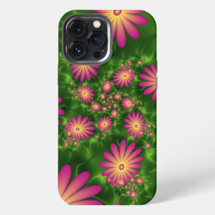 Pink Fantasy Flowers Modern Abstract Fractal Art iPhone 13 Pro Max Case