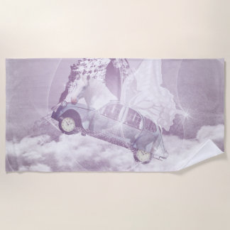 Pink Fantasy Flying Horse Car Butterfly Fairy Wing Beach Towel