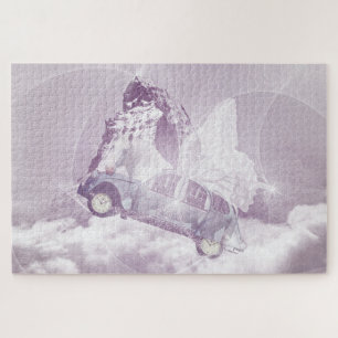 Pink Fantasy Flying Horse Car Butterfly Fairy Wing Jigsaw Puzzle