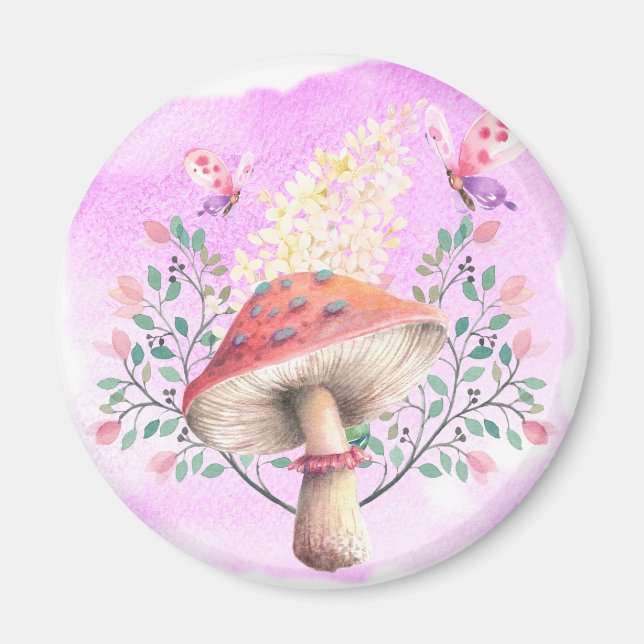 Pink Fantasy Garden Print Magnet (Front)
