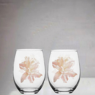 Pink Fantasy Lily Stemless Wine Glass