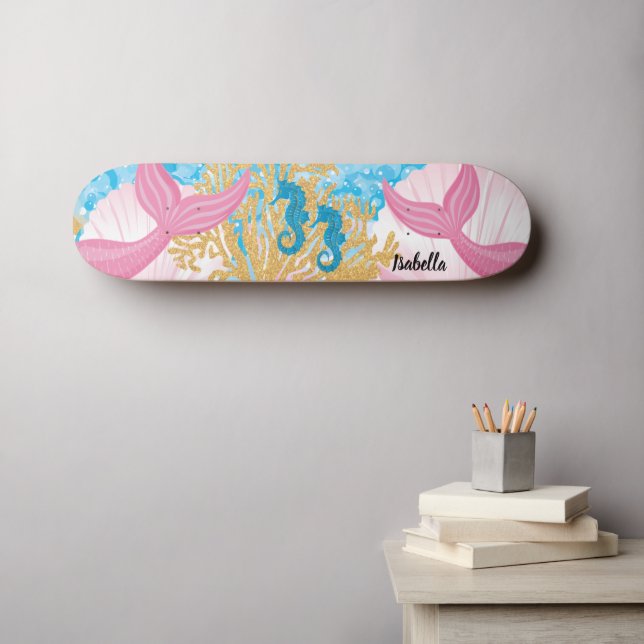 Pink Fantasy Mermaid Life Skateboard (Wall Art (Horz))