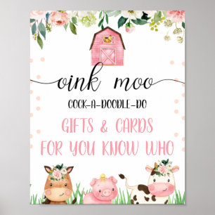 Pink Farm Animals Birthday Party Sign 