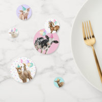 Pink Farm Barnyard Animals Confetti Birthday Girl