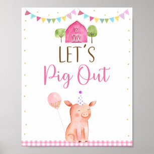 Pink Farm Pig Out Birthday Food Sign