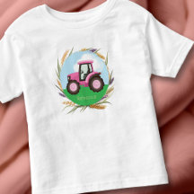 Pink Farm Tractor Girls Cute Personalised