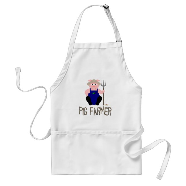 Pink Farmer Pig Brown Pig Farmer Standard Apron (Front)