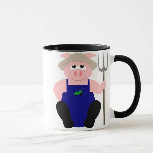 Pink Farmer Pig Mug (Right)