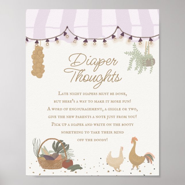 Pink Farmers Market Farm Fresh Diaper Thoughts Poster (Front)